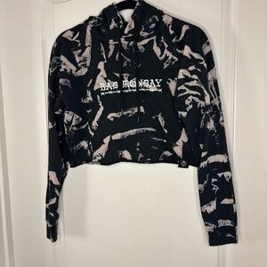 Bad Monday Bleach dyed Graphic Cropped Hoodie